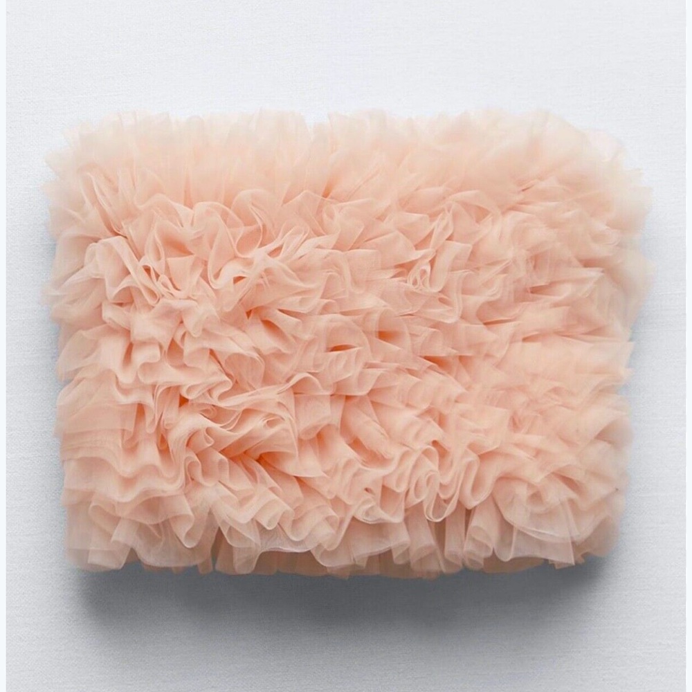 *NEW* ZARA TULLE ORGANZA PINK CROP TOP SIDE ZIP SMALL